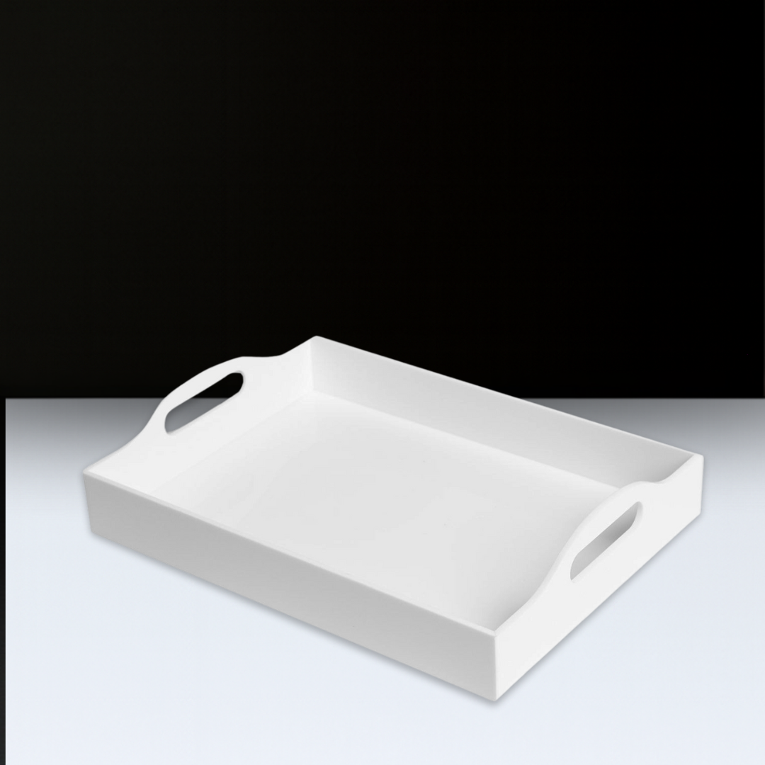 White Lucite Tray with Handles