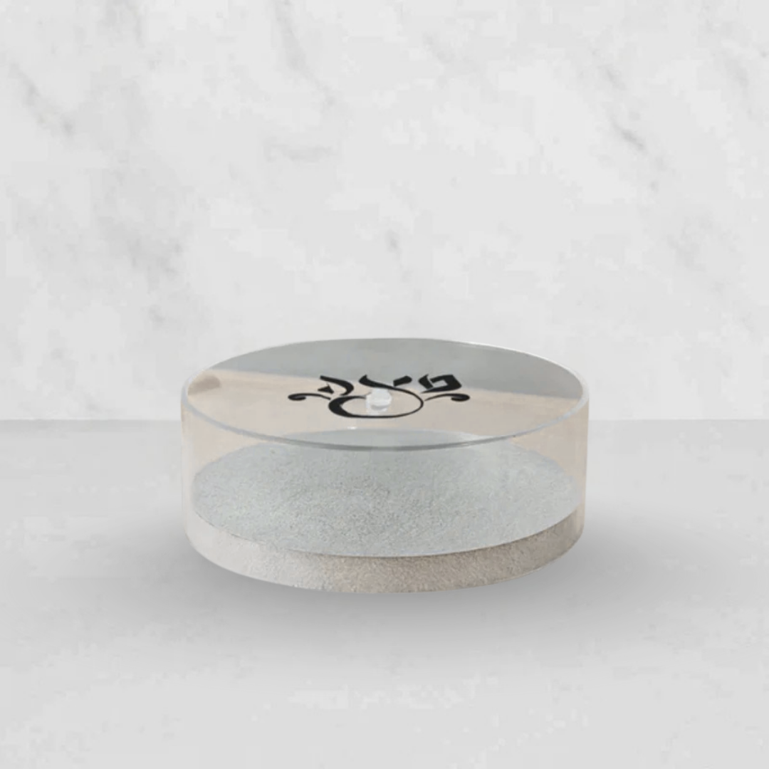 Clear with Silver Base Round Matzah Box