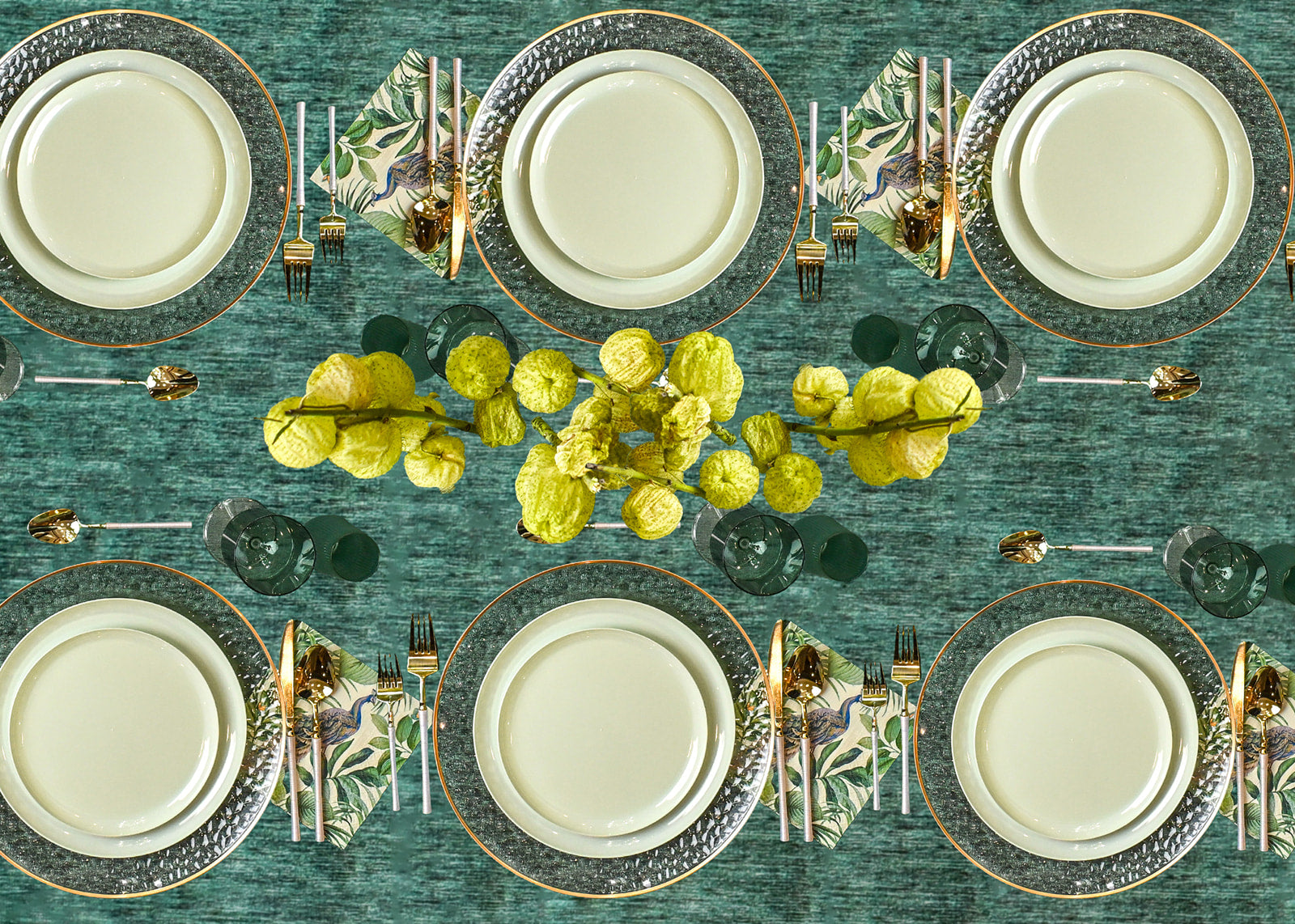 154 Piece - Emerald Noir Scape 10 Guests