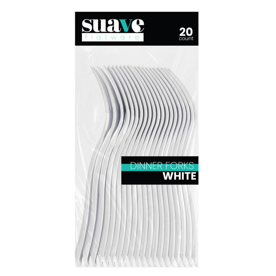 Suave Flatware White Dinner Forks - 20 Count