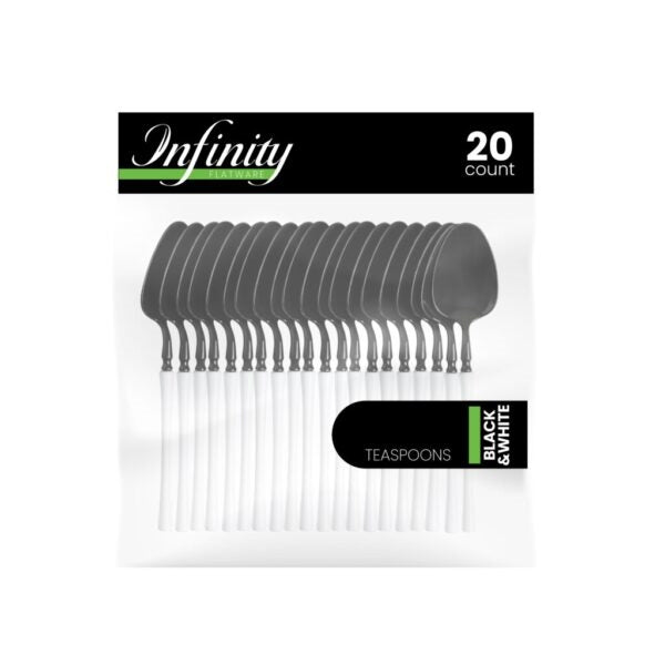 Infinity Flatware White/Black Teaspoons - 20 Count