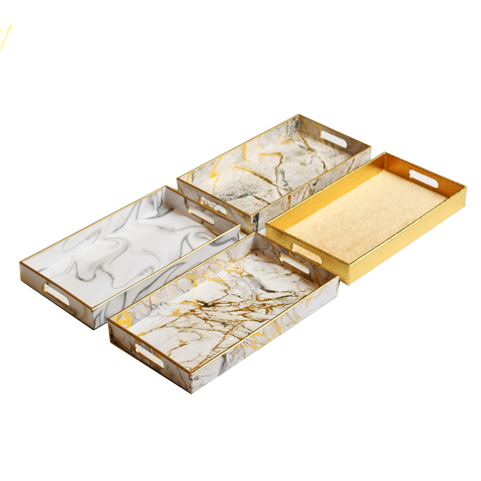 Faux Leather Tray in Gold