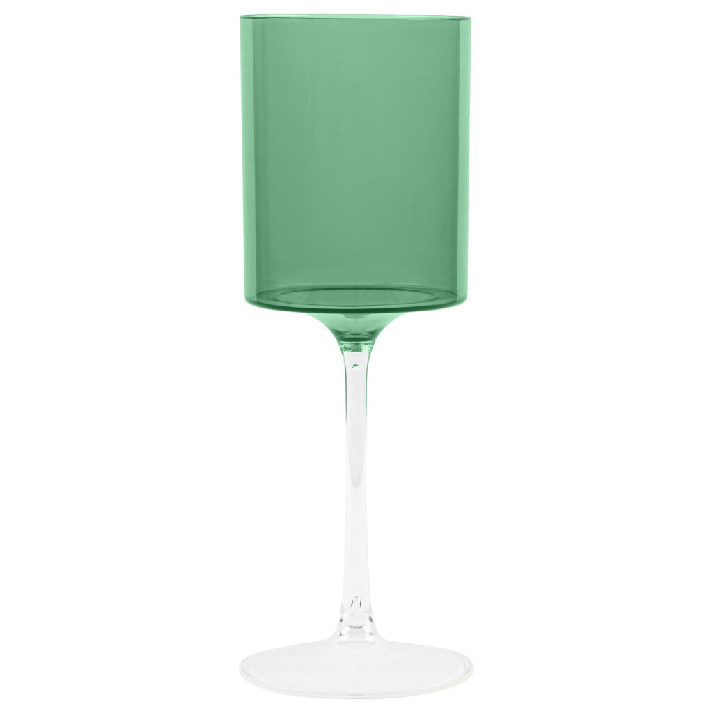 Two Tone Wine Glass Green/Clear- 5 Count