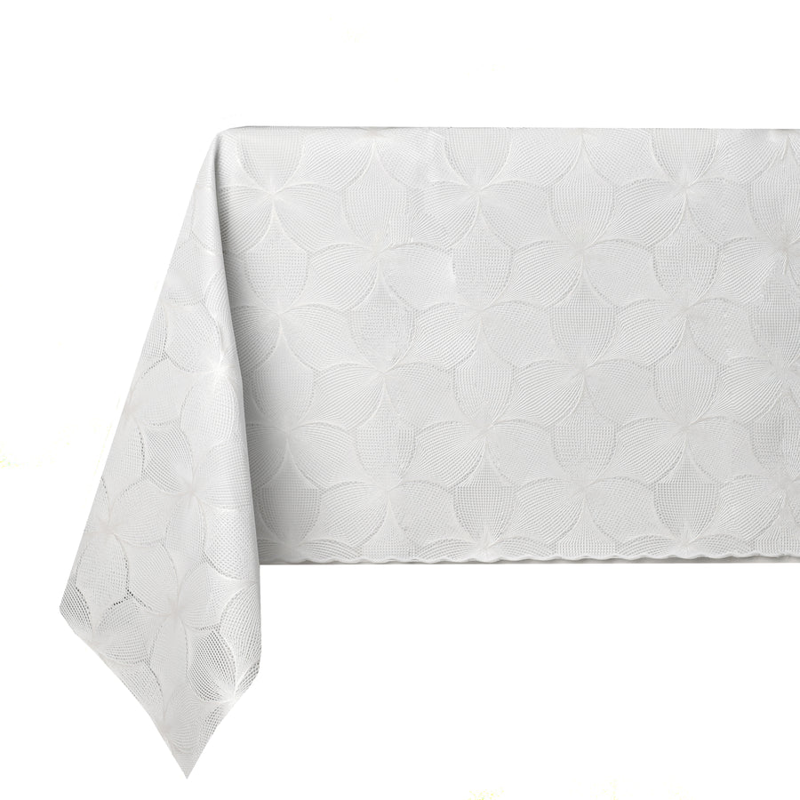 Utica Vinyl Tablecloth - white petal design