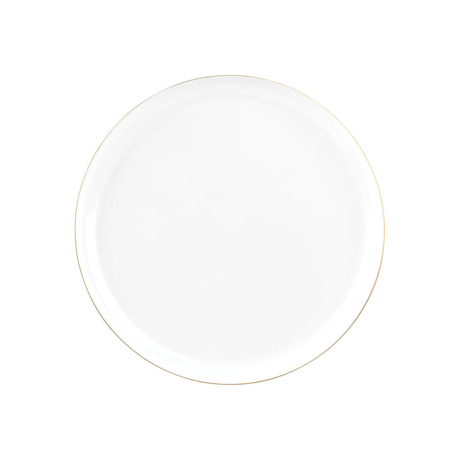 Edge Collection Round Plates - 10 Count - White/Gold