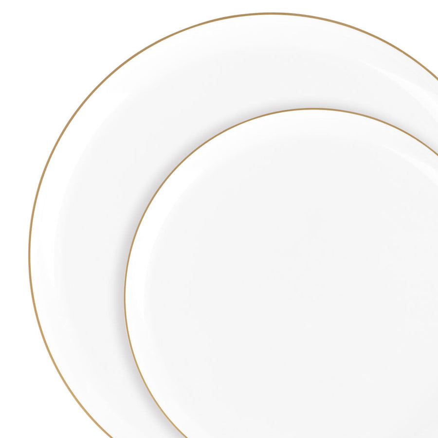 Edge Collection Round Plates - 10 Count - White/Gold