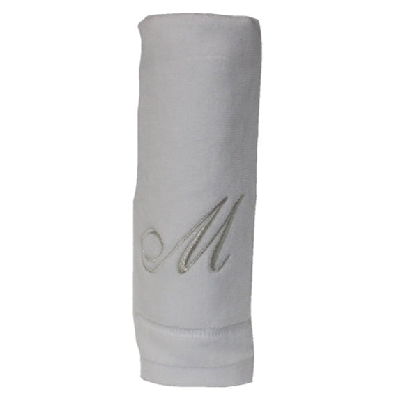 Six Monogrammed Fingertip Towel Set White and Silver
