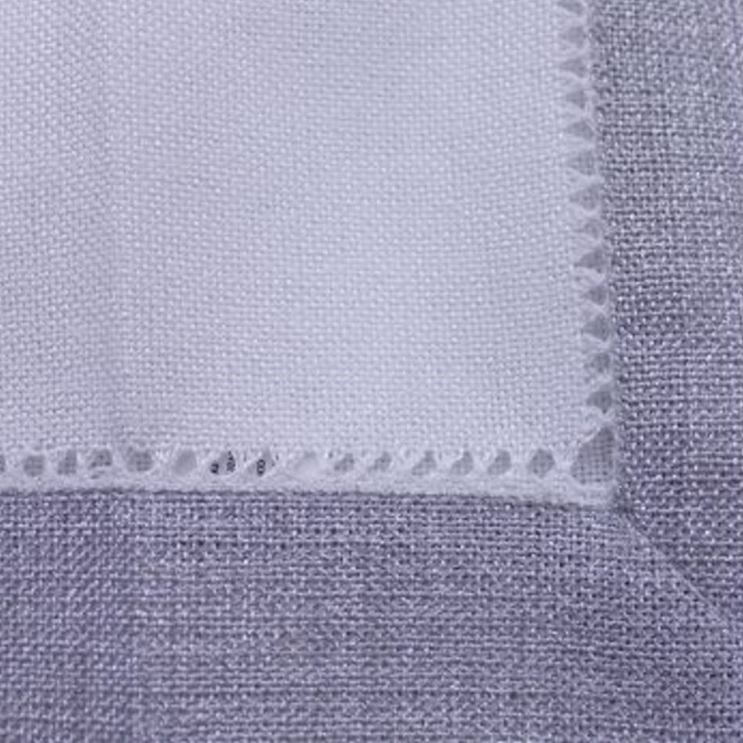 Linen-Like White with Silver Border Tablecloth