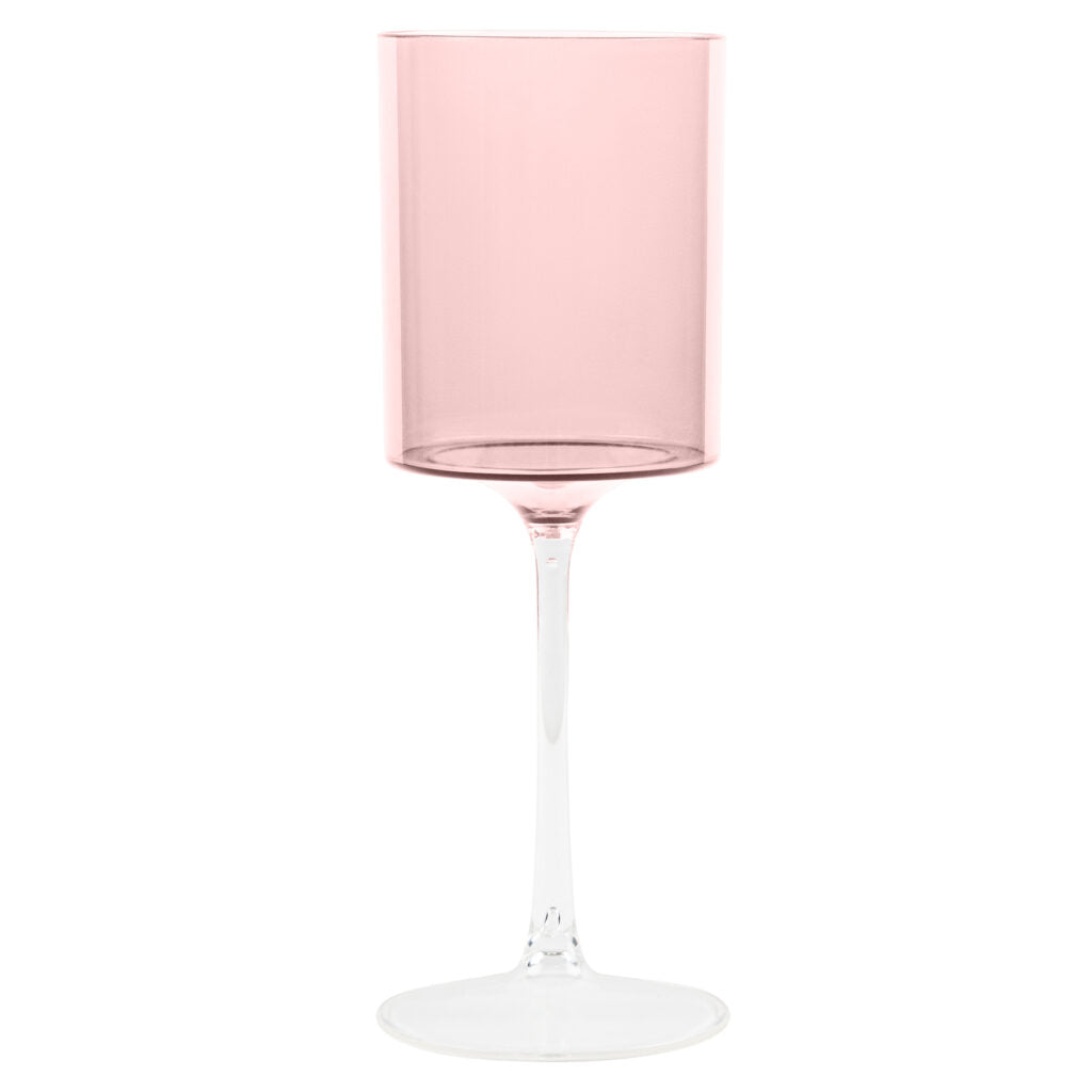 Two Tone Wine Glass Pink/Clear- 5 Count