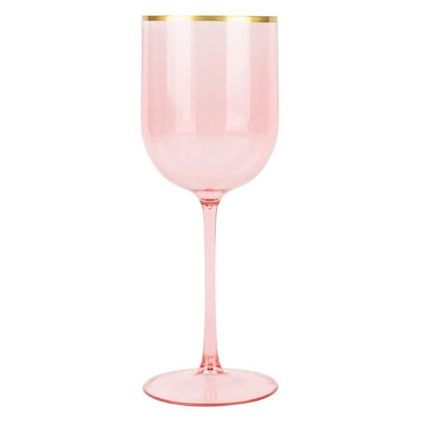 12 oz Pink Gold Rim Wine Glasses - 5 Count