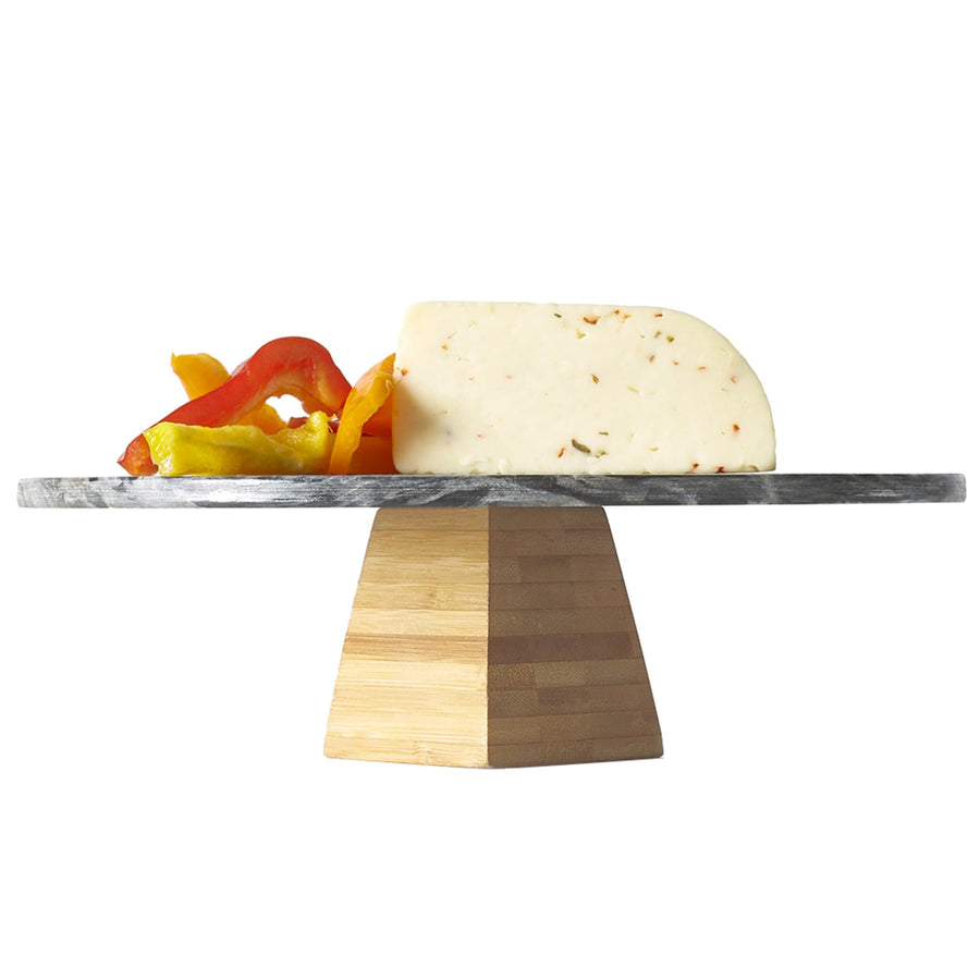 Round Marble Table Riser styled - The Closeout Connection