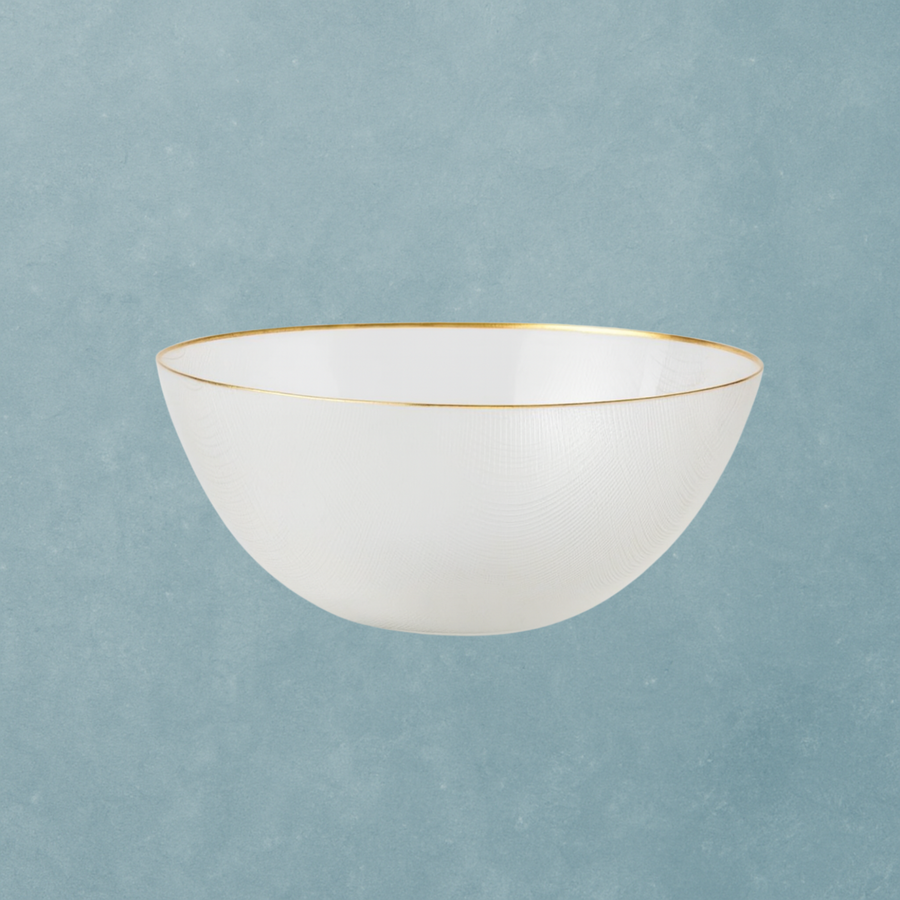 Clear Glass Bowl with Gold Rim 10" - The Closeout Connection
