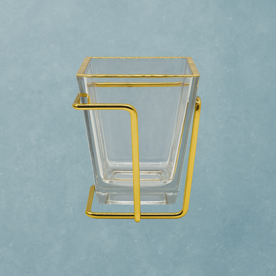 Monte Carlo Gold Rimmed Bowl with Gold Metal Stand - The Closeout Connection
