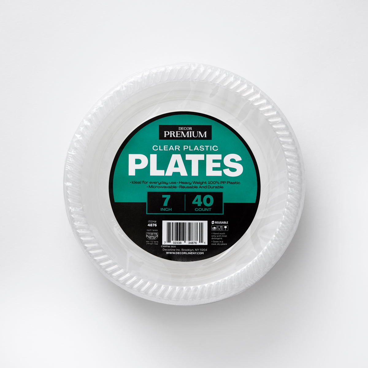 Clear Plastic 7" Plates 40 count