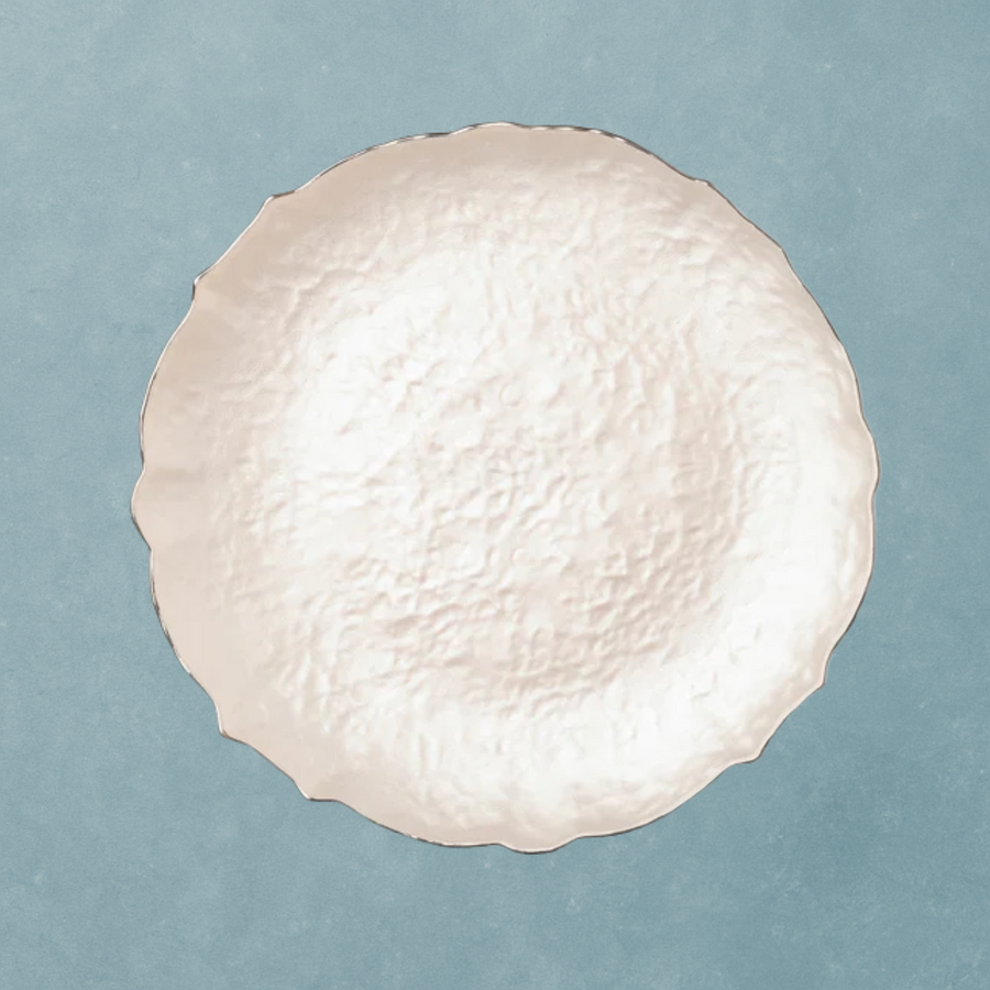 Glass Dinner plate with Silver Rim - The Closeout Connection