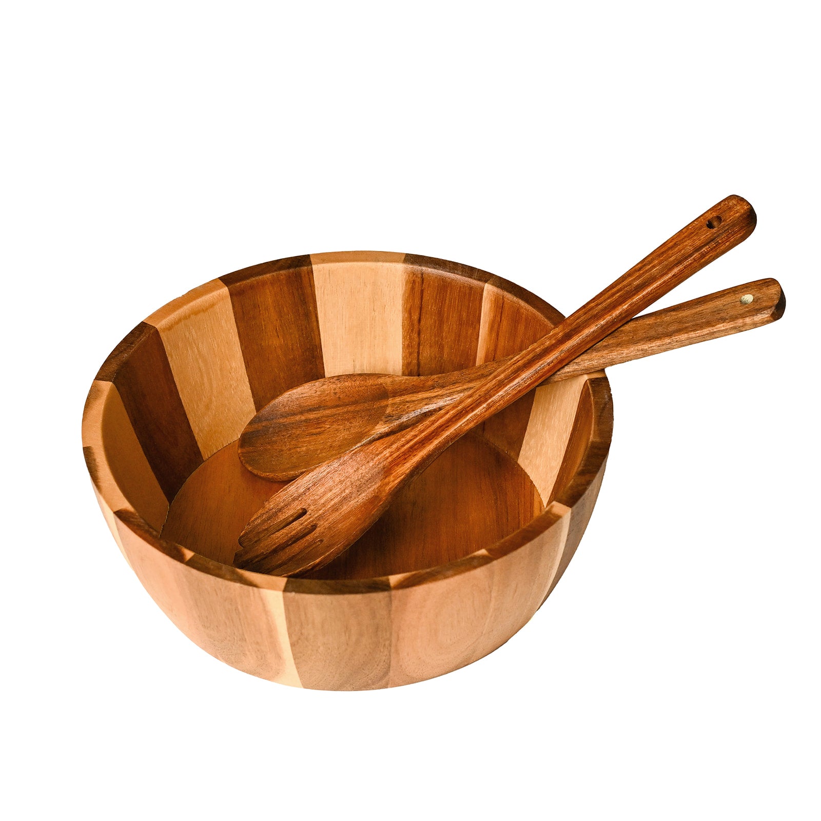 Striped Wooden Salad Bowl - The Closeout Connection