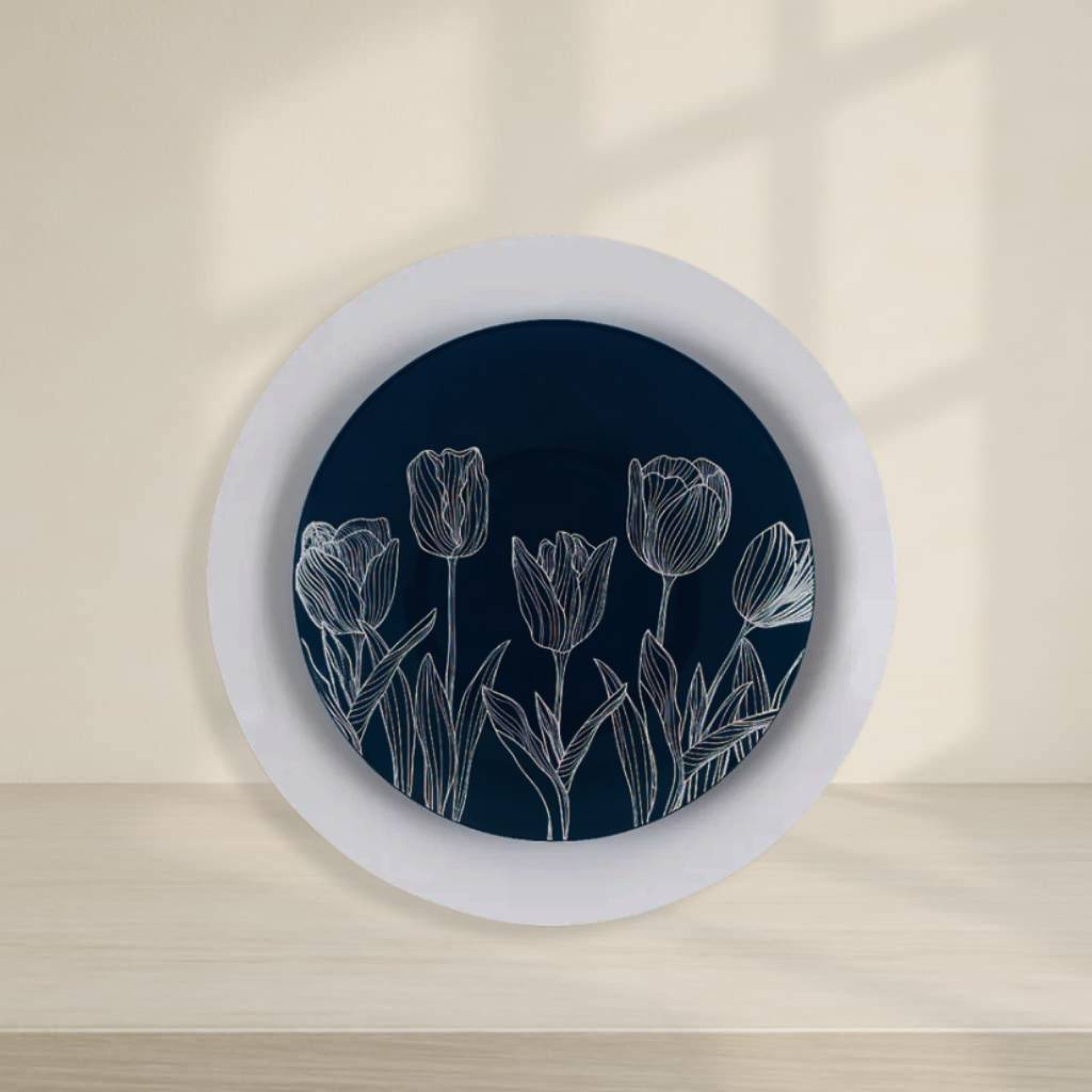 White/Navy Blue Dinnerware- 32 Count