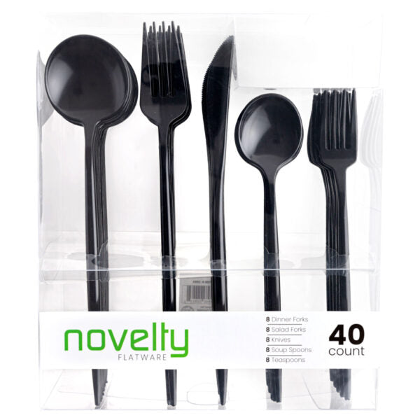 Flatware in Black 40 Count by Novelty - The Closeout Connection