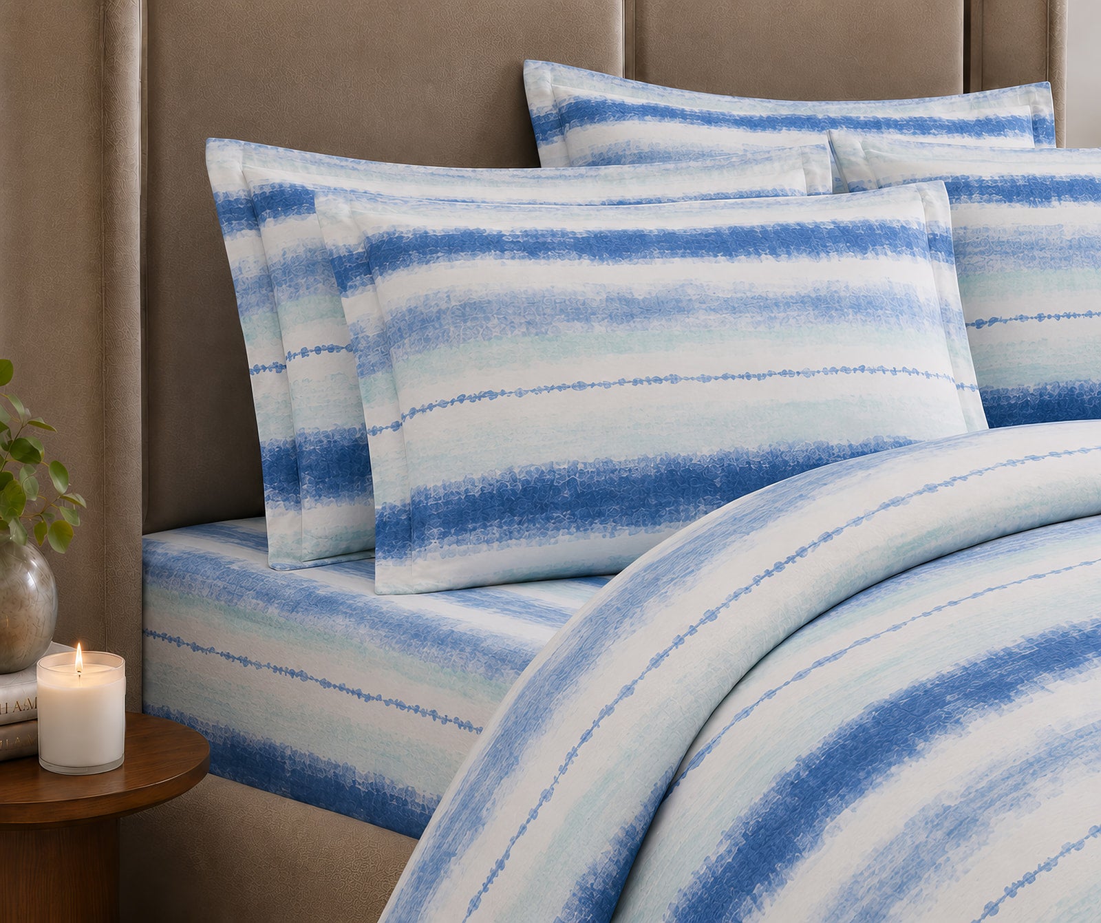 Luxe Meridian Blue Bedding Set - 8 Piece