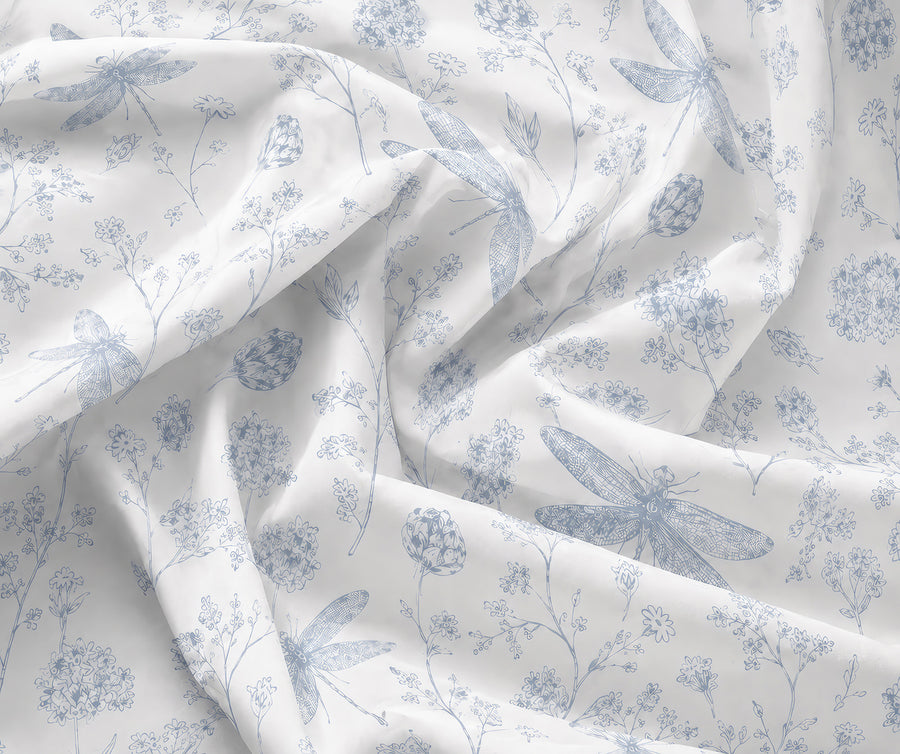 Luxe Dragonfly Garden Blue Bedding Set - 6 Piece