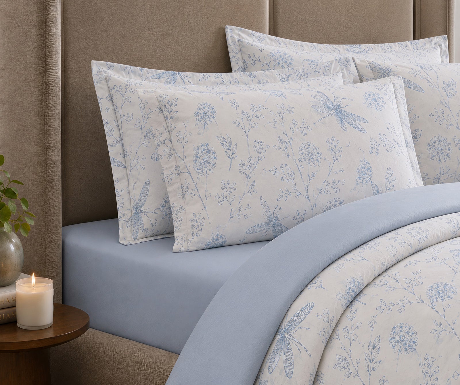 Luxe Dragonfly Garden Blue Bedding Set - 6 Piece