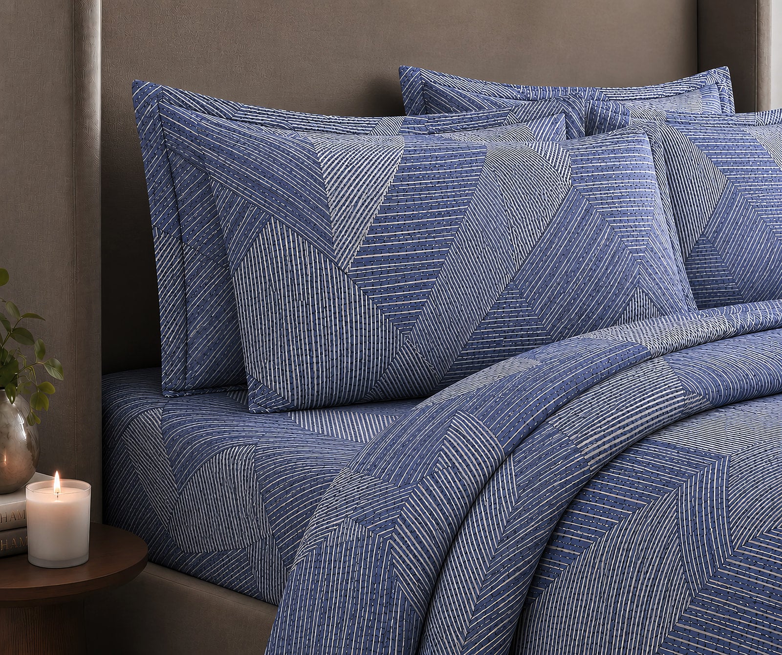 Luxe Aberdeen Blue Bedding Set - 8 Piece