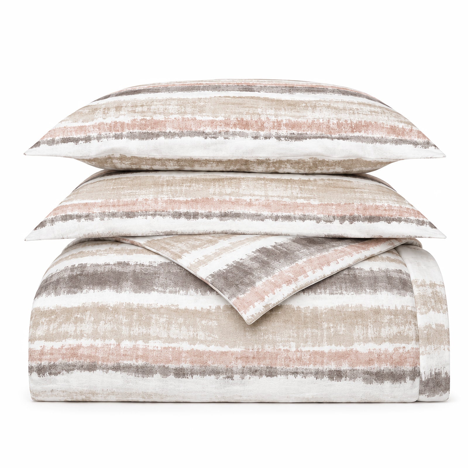 Luxe Meridian Beige/Pink Bedding Set on bed
