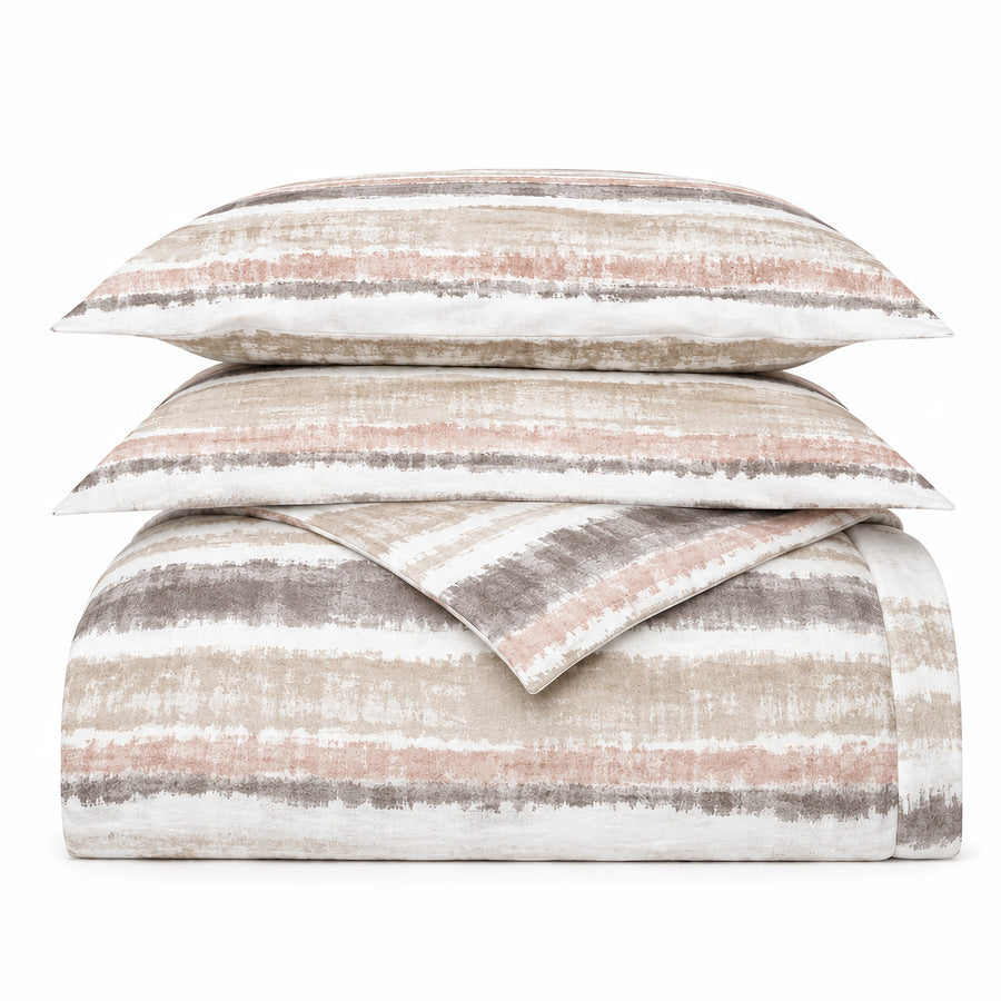 Luxe Meridian Beige/Pink Bedding Set on bed