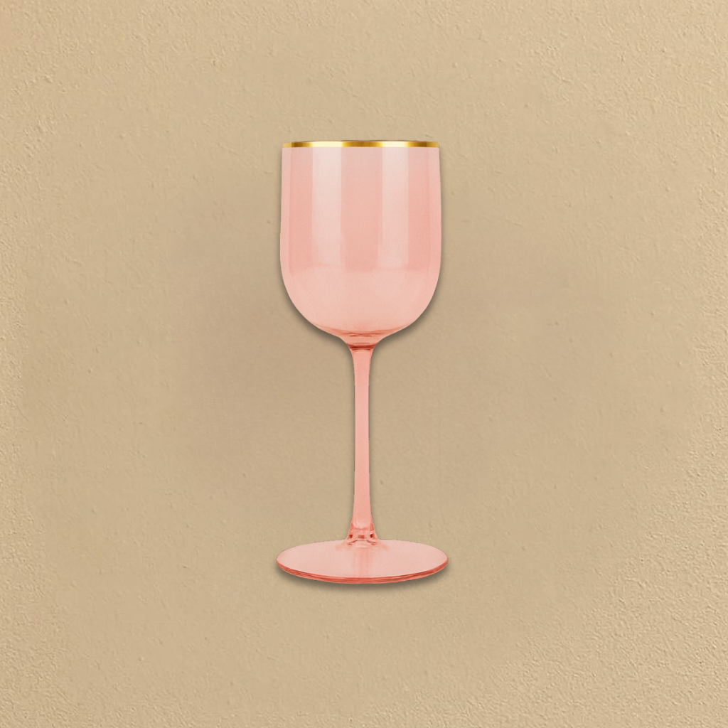 12 oz Pink Gold Rim Wine Glasses - 5 Count