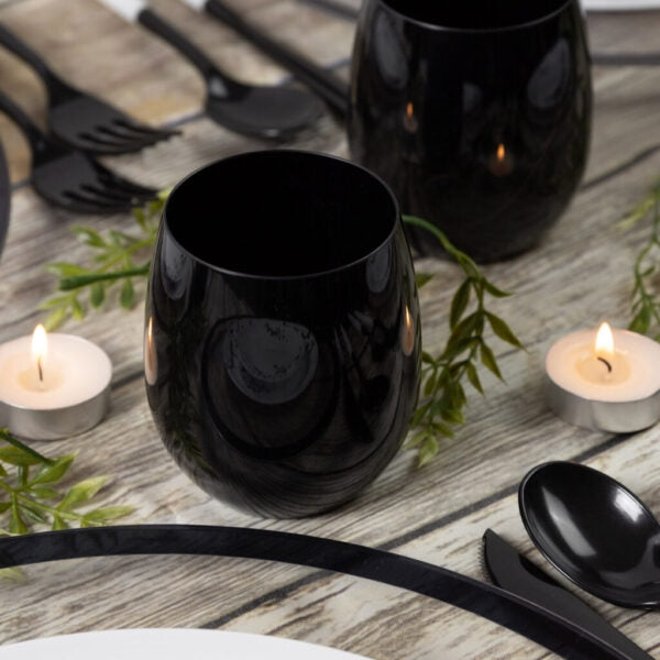 Stemless 12oz Goblets in Black- 6 Count - The Closeout Connection