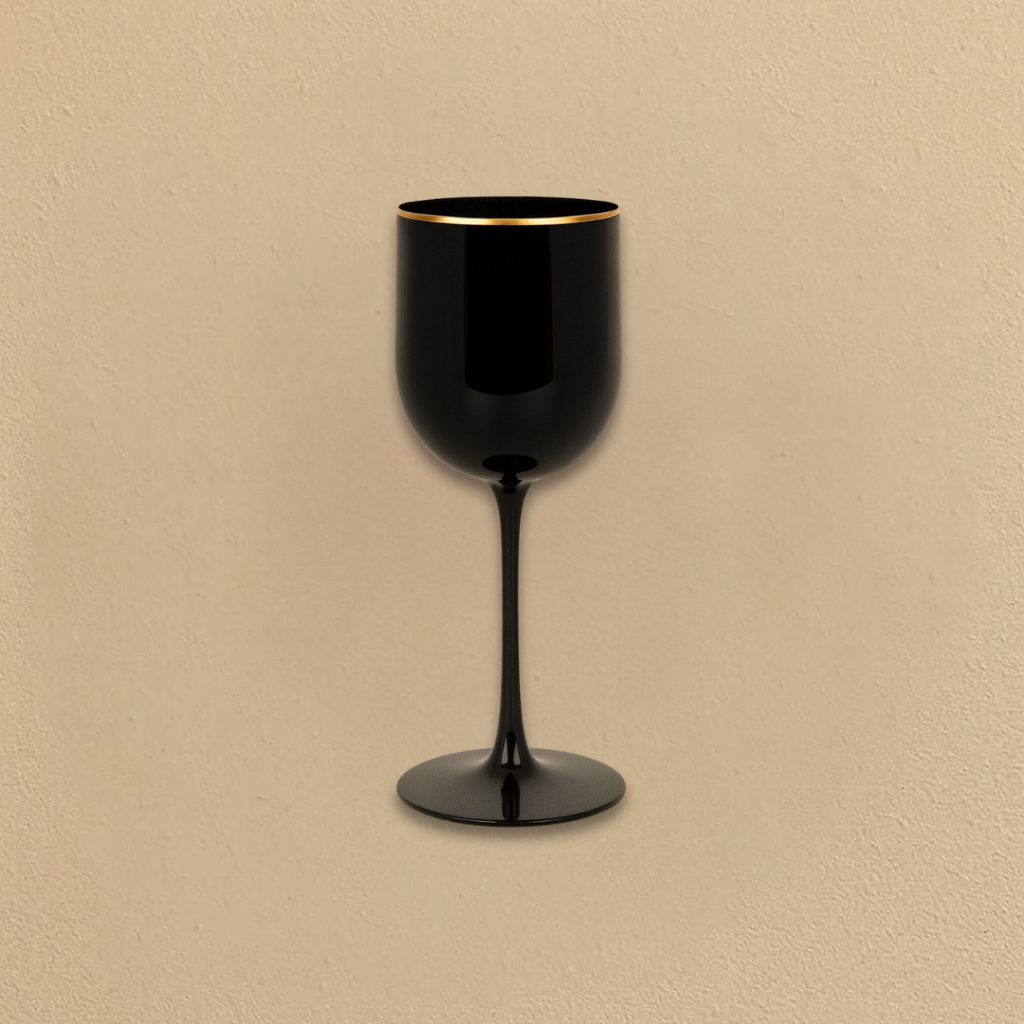 12oz Black Gold Rim Wine Glasses- 5 Count