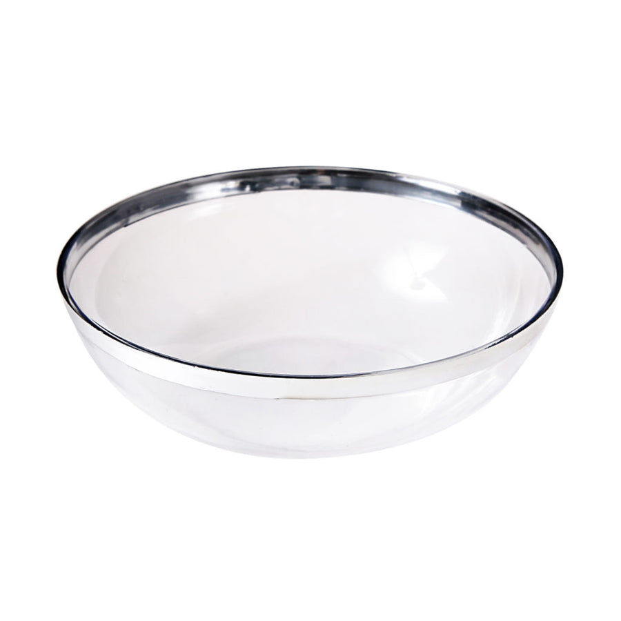 Round Clear Serving Bowl With Silver Rim - The Closeout Connection