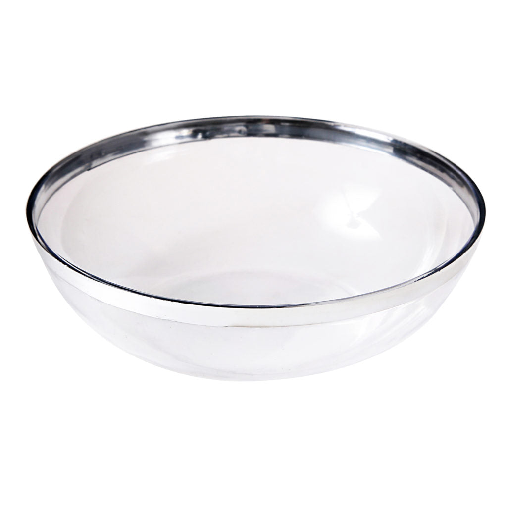 Round Clear Serving Bowl With Silver Rim - The Closeout Connection
