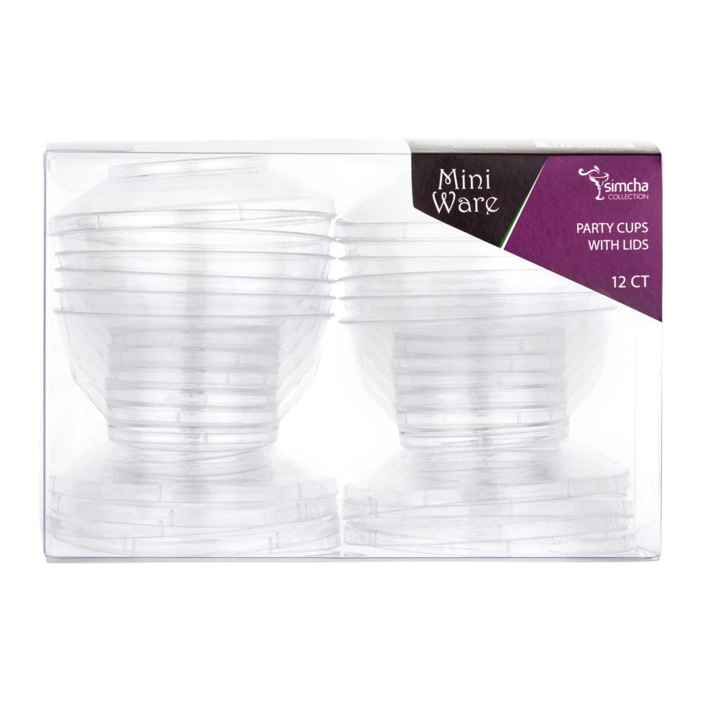 MiniWare Party Cups With Lids - 12 Count