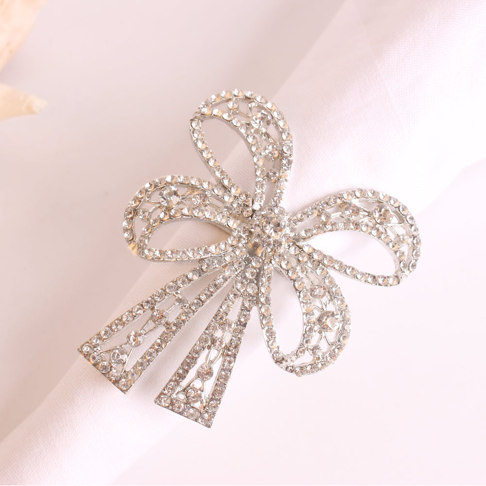 Rhinestone Bow Napkin Ring - 4 Count - The Closeout Connection