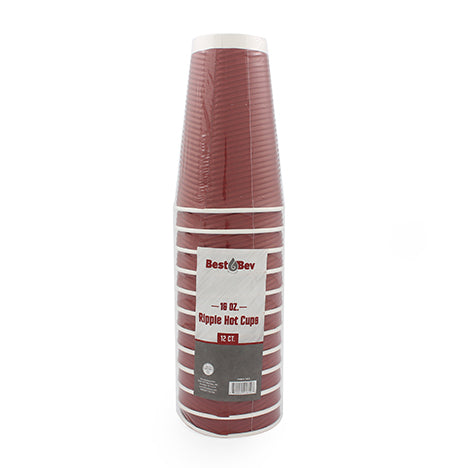 Ripple Cups 16 oz Burgundy - 12 Count - The Closeout Connection