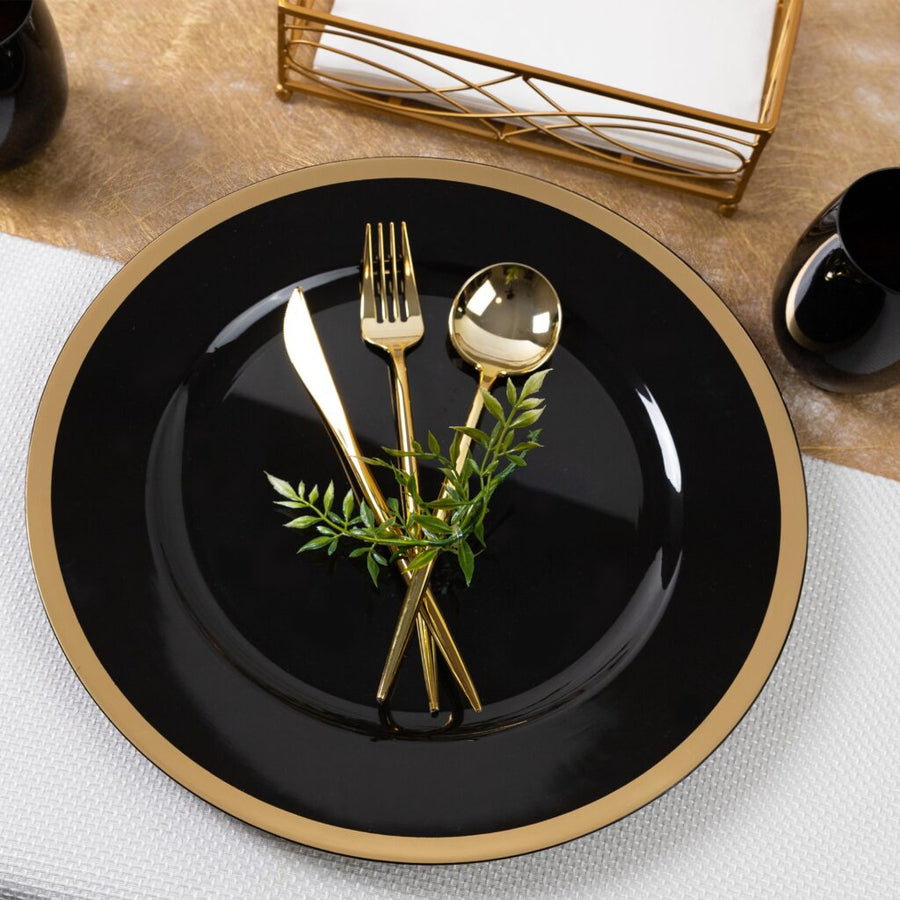 Black with Gold Rim 13" Chargers - The Closeout Connection