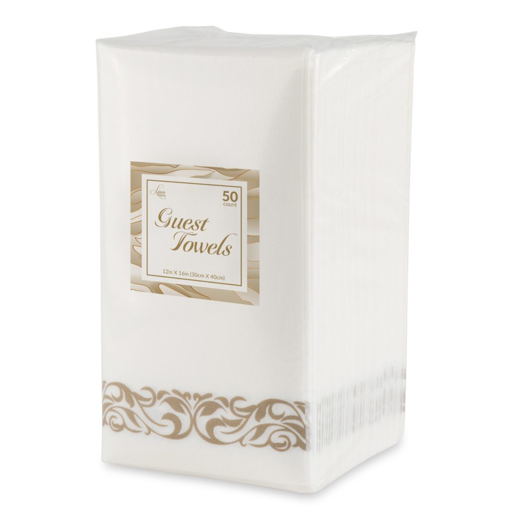 Linen Napkins Gold Border - 50 Count
