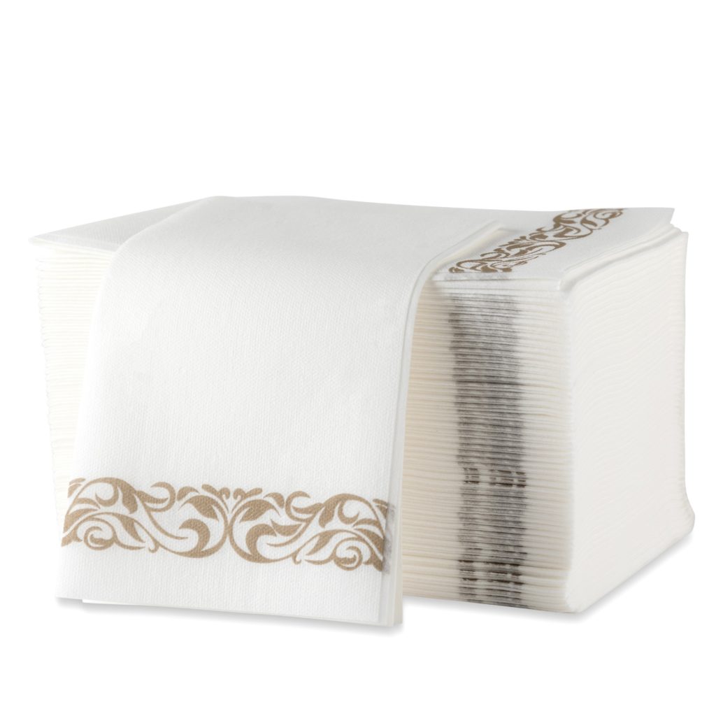 Linen Napkins Gold Border - 50 Count