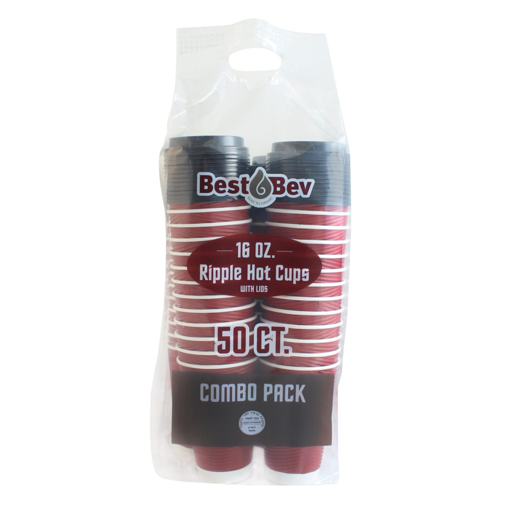 Ripple Hot Cups 16 oz Burgundy - 50 Count - The Closeout Connection