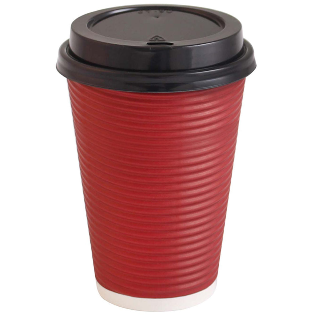Ripple Hot Cups 16 oz Burgundy - 50 Count - The Closeout Connection