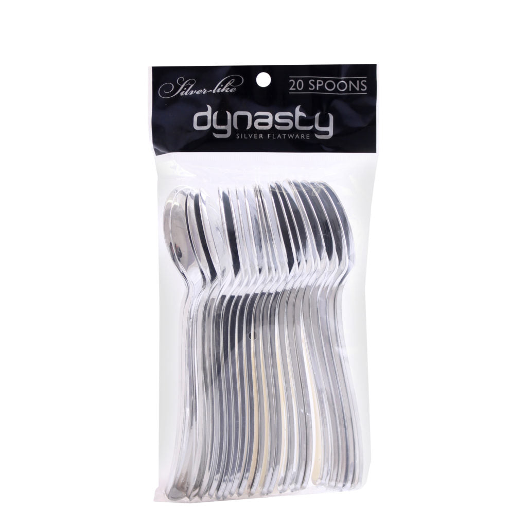 Dynasty Silver Flatware Spoons - 20 Count#Color_Silver#Type_Spoons#Count_20 Count