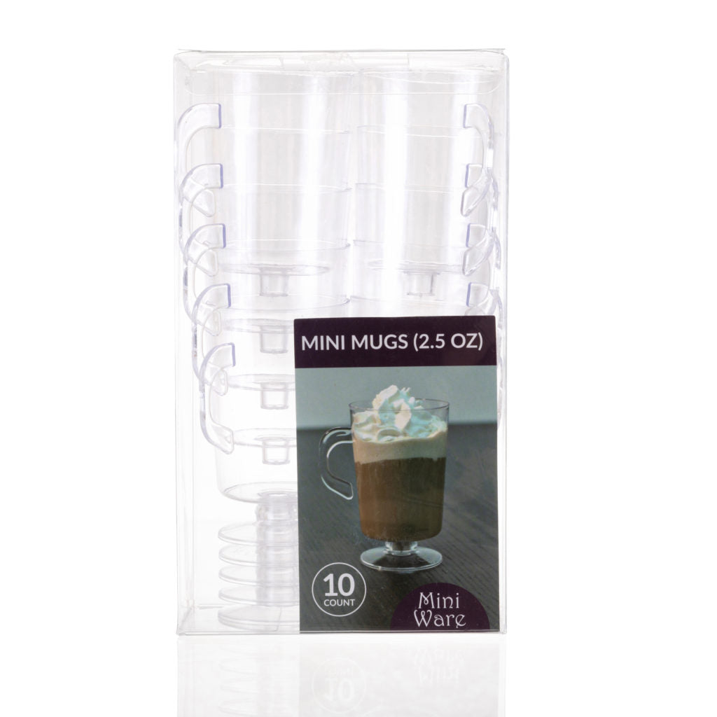 MiniWare Clear Mini Mugs 2.5 oz - 10 Count