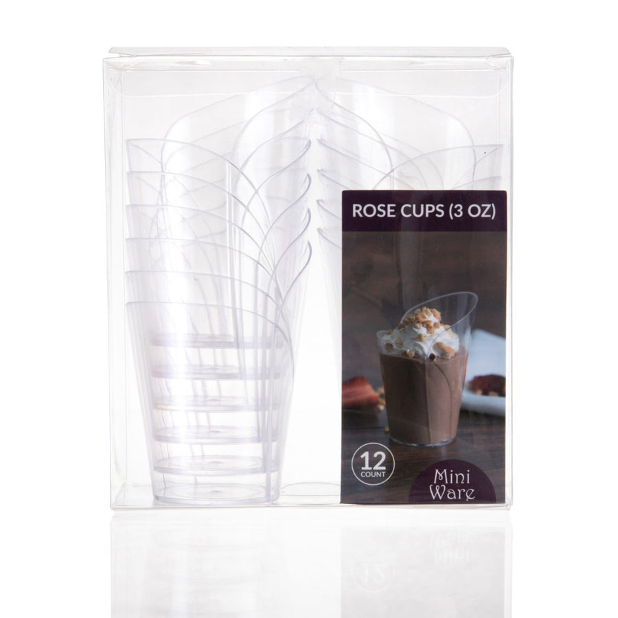 MiniWare Rose Cups Clear 3 oz - 12 Count