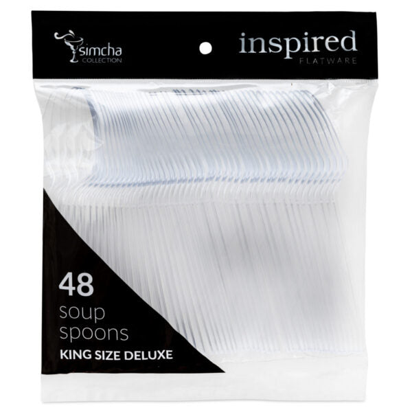 Inspired King Deluxe Clear Flatware Soup Spoons - 48 Count#Type_Soup Spoons