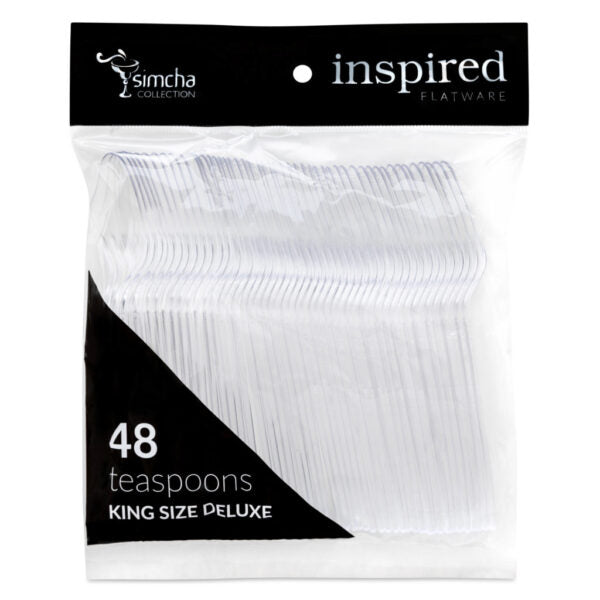 Inspired King Deluxe Clear Flatware Teaspoons - 48 Count