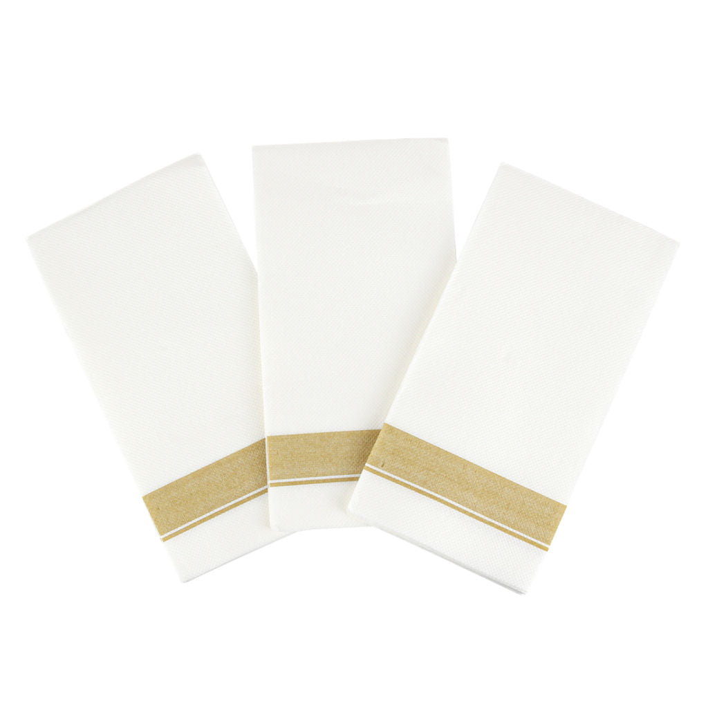 Cloth-Like Dinner Napkins with Gold Border - packaging