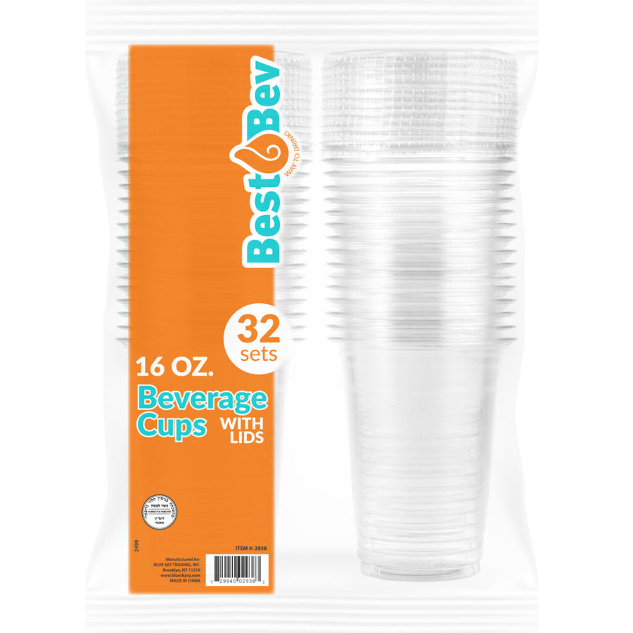 Beverage Cups With Lids 16 oz - 32 Count - The Closeout Connection