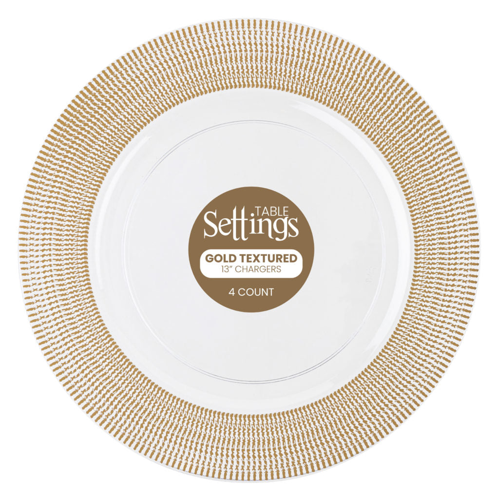 Gold Textured Chargers 13" - 4 Count