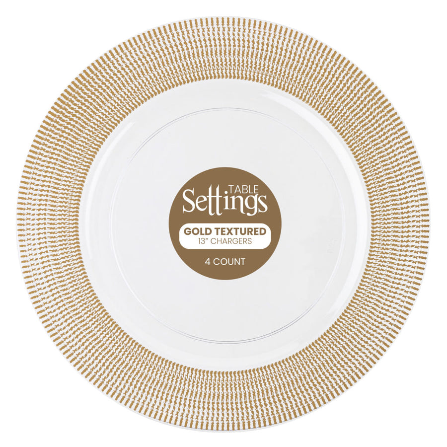 Gold Textured Chargers 13" - 4 Count